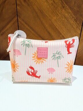 NEW Tender Love + Carry Sun Palm Tree Lobster Shell  Zip Pouch Cosmetic Bag